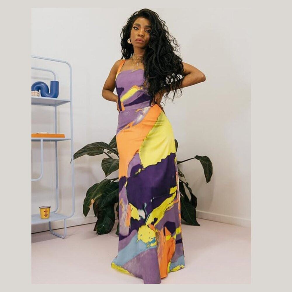 Takkunda The Drop Abstract Print Button Maxi Dress XXL NWT Dopamine SS26 Art